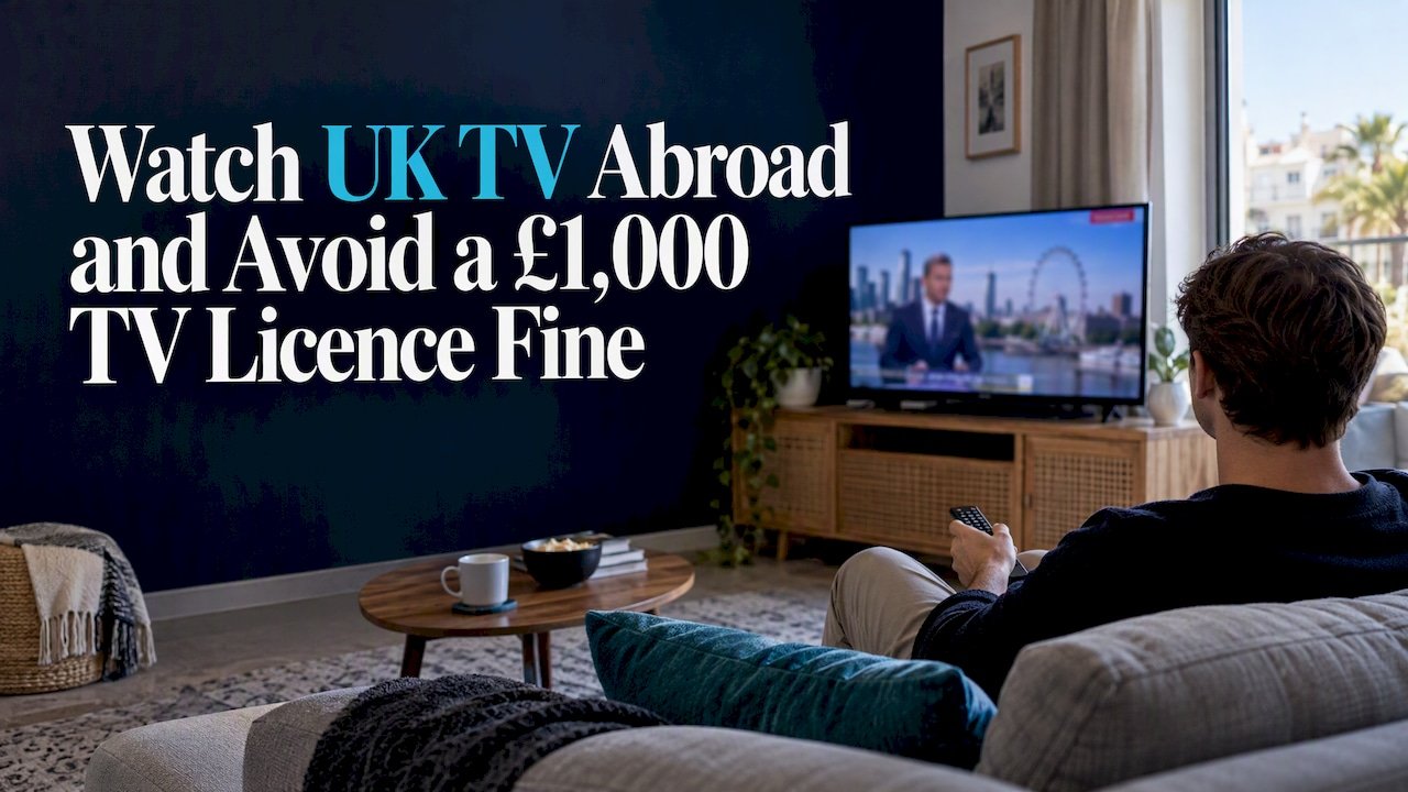 Traveller watching UK television abroad